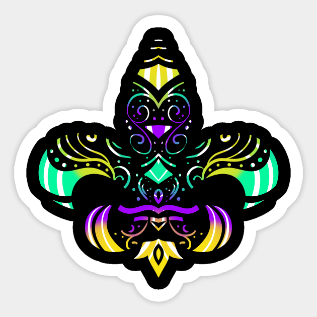 Purple, Green And Golden Patterned Fleur De Lis Sticker by SinBle